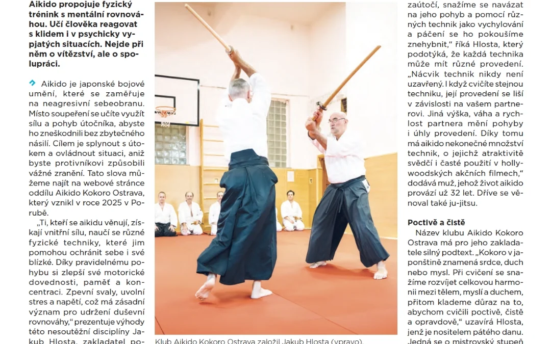 Máme velkou radost! V říjnovém čísle porubského radničního zpravodajství Prio (10/2026) vyšel článek o našem klubu Aikido Kokoro Ostrava.